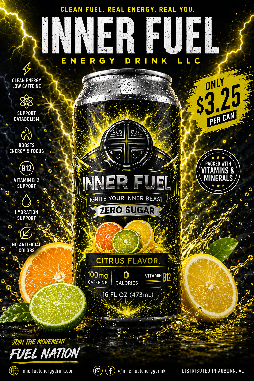 Inner Fuel Energy Drink (Citrus Flavor zero sugar) coming soon