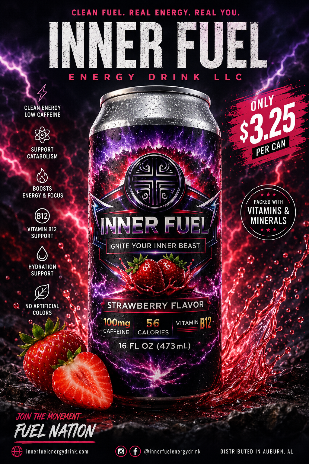 Inner Fuel Energy Drink (Strawberry Flavor)