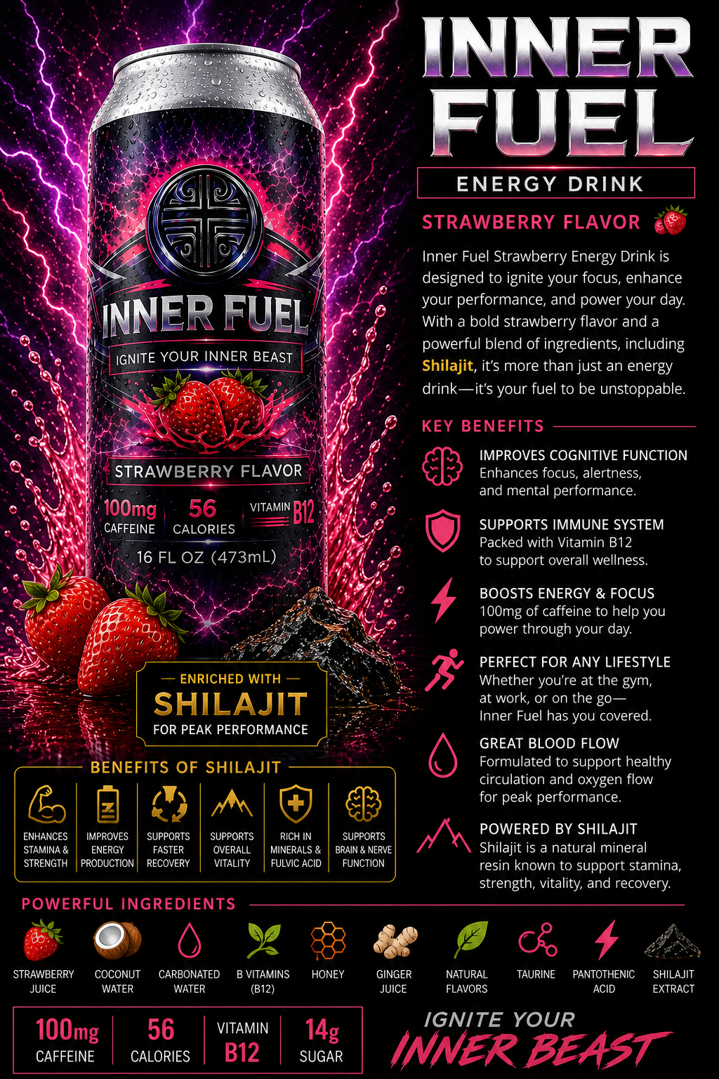 Inner Fuel Energy Drink (Strawberry Flavor)